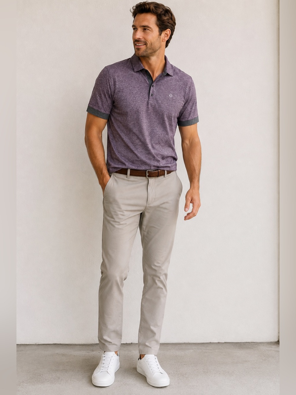 Lululemon Men’s Performance Polo Heathered Purple Golf Shirt Short Sleeve